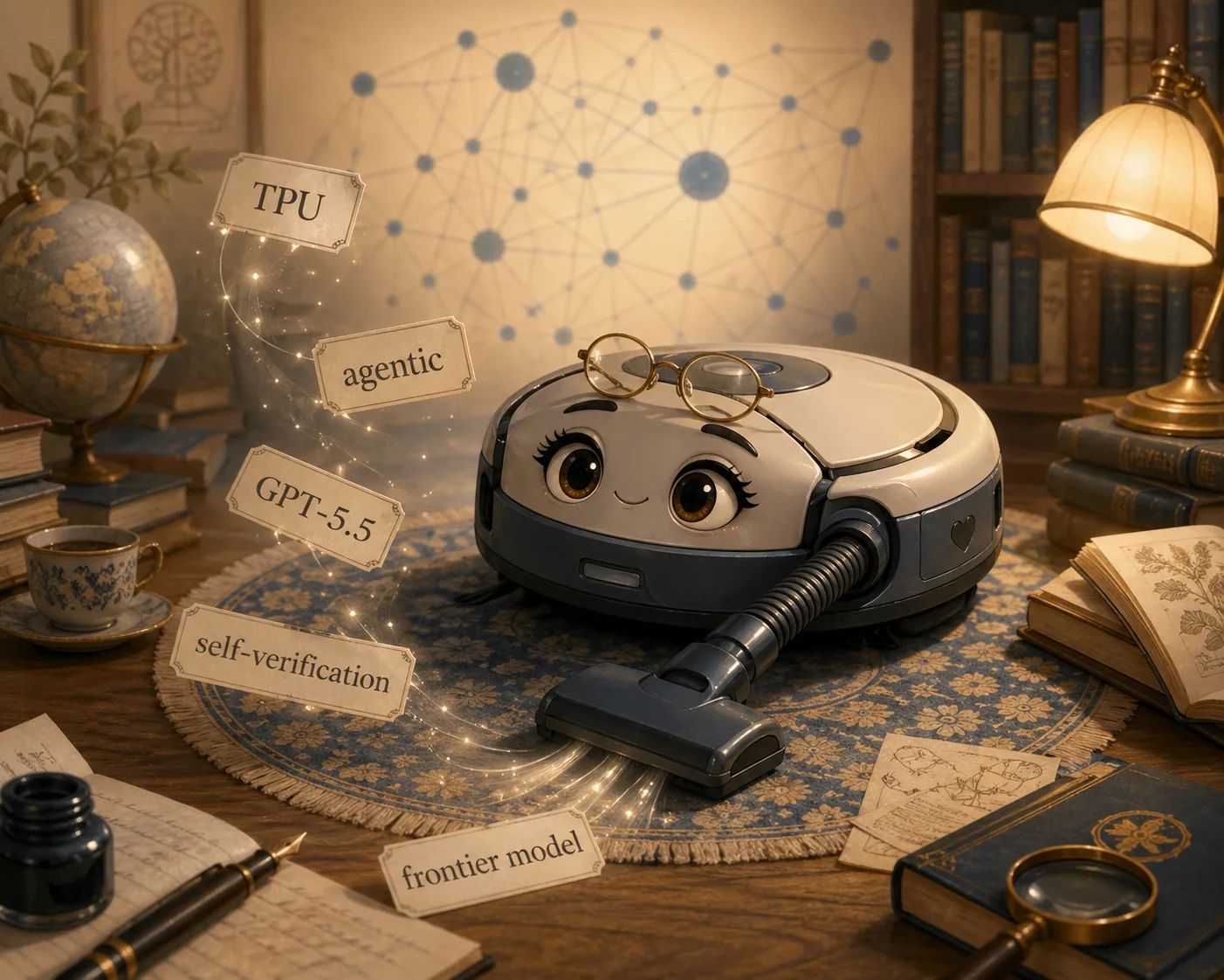 Lexi at her desk, hoovering up AI terminology